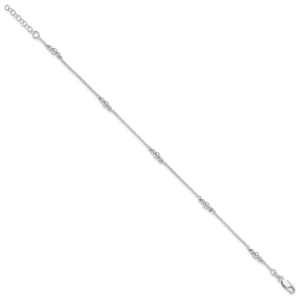 Sterling Silver Beaded 5-Station Anklet