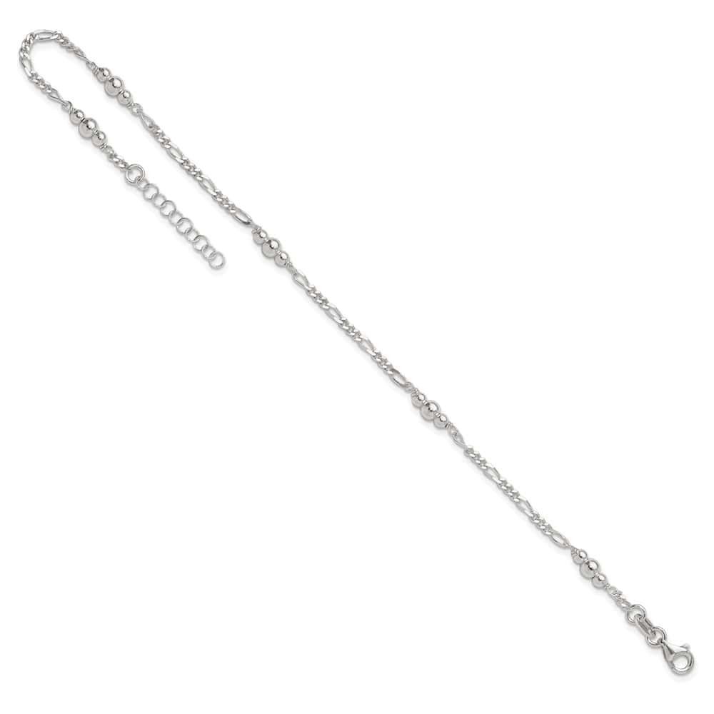 Sterling Silver Beaded Figaro 5-Station Anklet