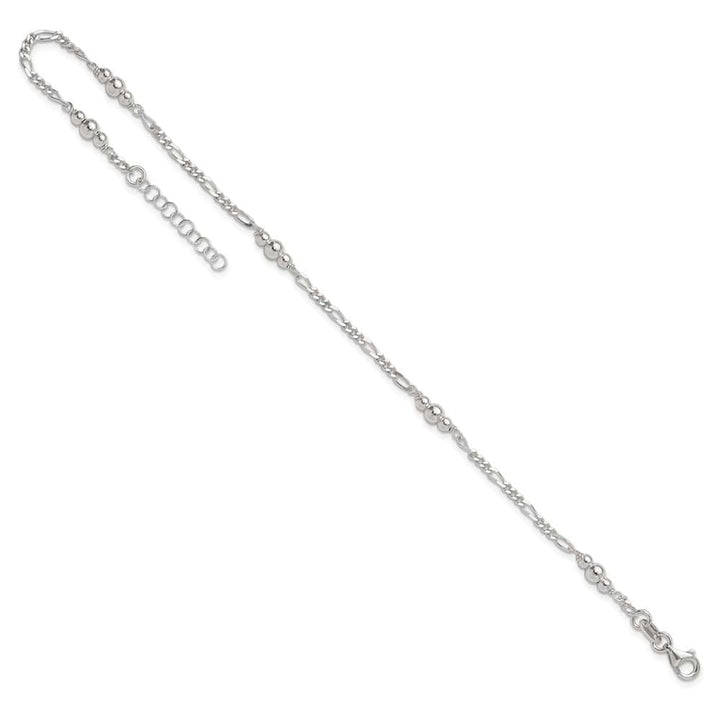 Sterling Silver Beaded Figaro 5-Station Anklet