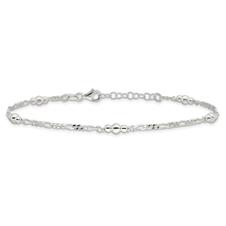 Sterling Silver Beaded Figaro 5-Station Anklet