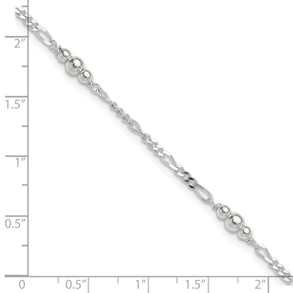 Sterling Silver Beaded Figaro 5-Station Anklet