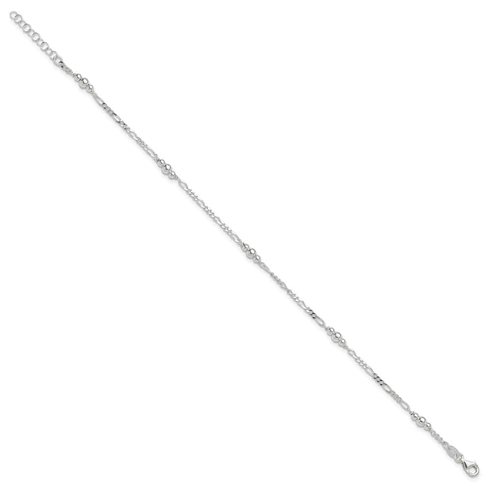 Sterling Silver Beaded Figaro 5-Station Anklet