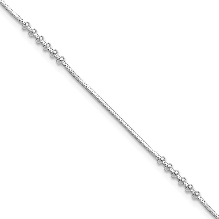 Sterling Silver Beaded on Snake Link Anklet — .925 sterling silver, 10.5 inches long, 0.5 inch extension, lobster clasp, 3.11 g