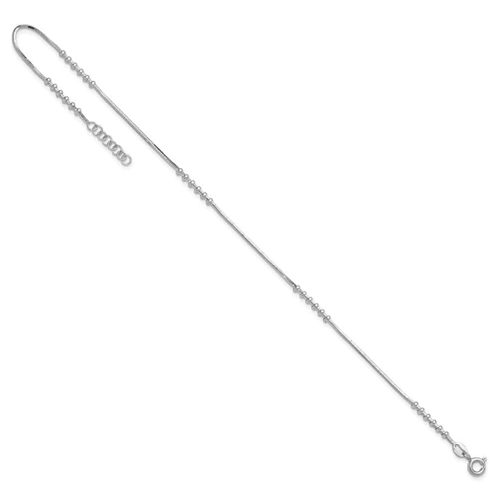 Sterling Silver Beaded on Snake Link Anklet
