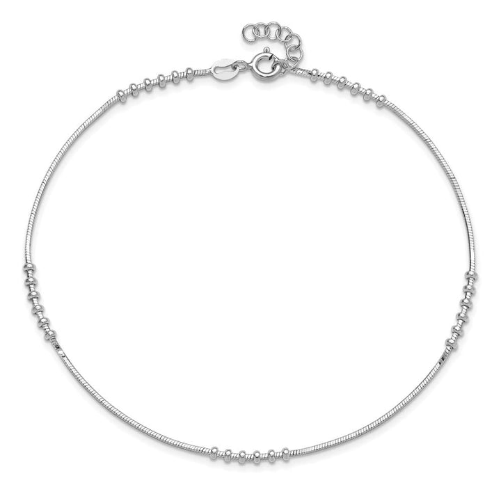 Sterling Silver Beaded on Snake Link Anklet