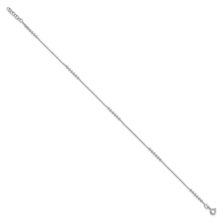 Sterling Silver Beaded on Snake Link Anklet