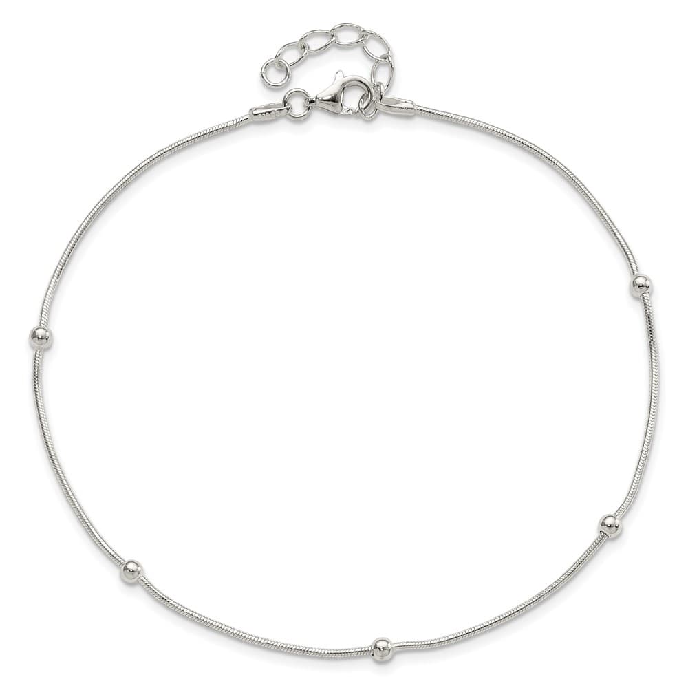 Sterling Silver Beads 5-Station Anklet