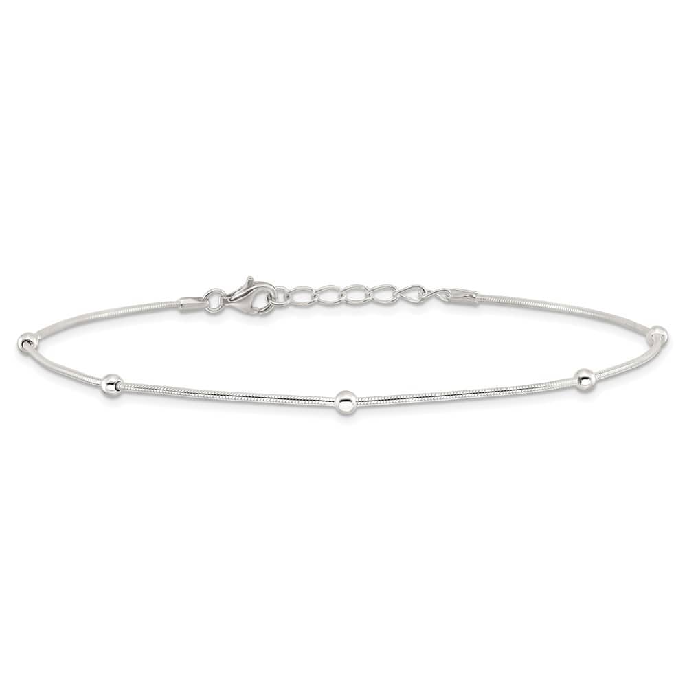 Sterling Silver Beads 5-Station Anklet