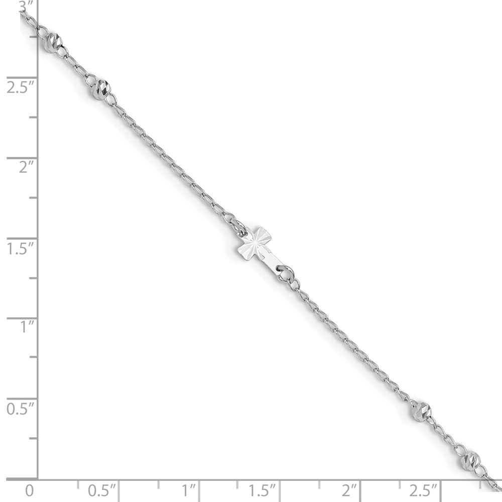 Sterling Silver Beads and Cross Anklet