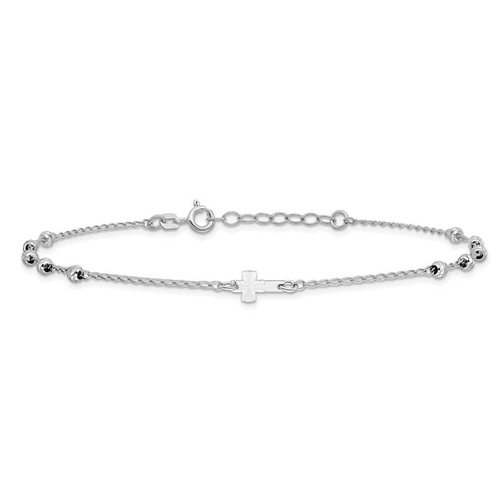 Sterling Silver Beads and Cross Anklet