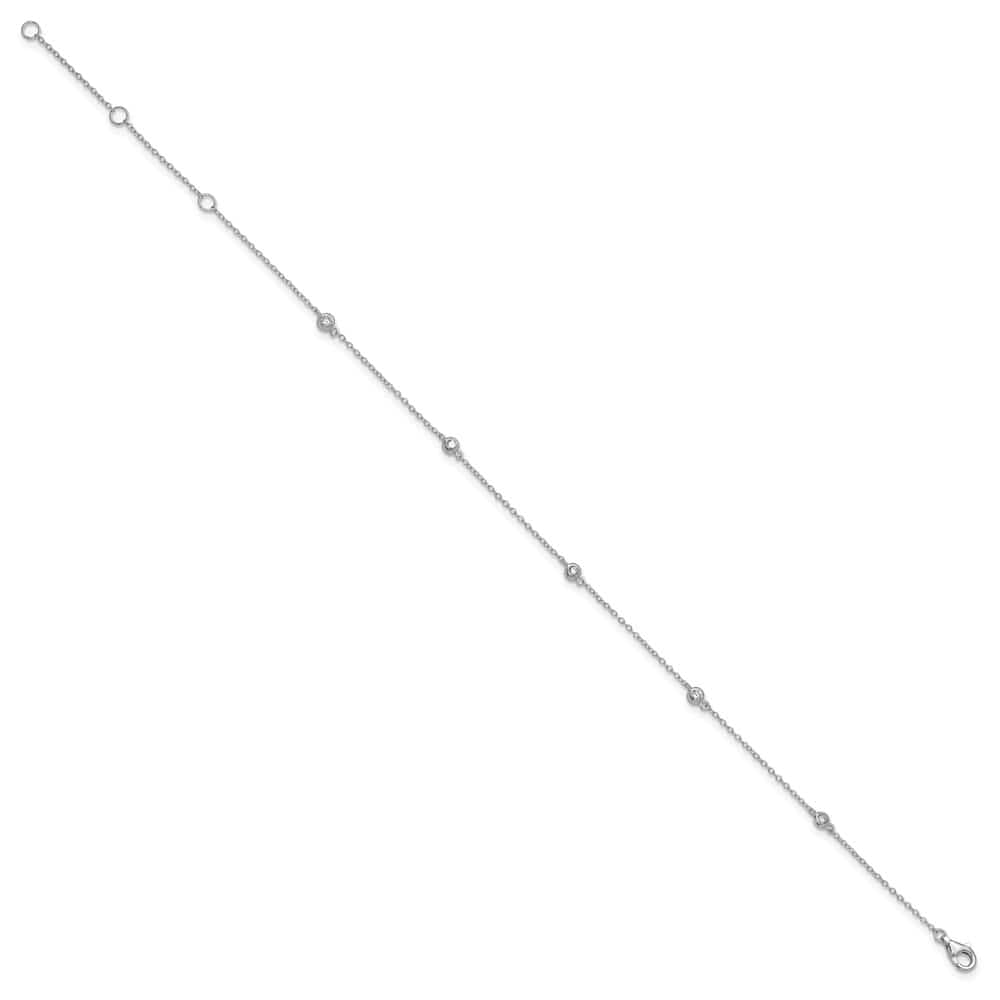 Sterling Silver Bezel CZ 5-Station 1.25 mm Anklet