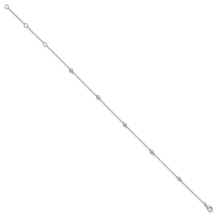 Sterling Silver Bezel CZ 5-Station 1.25 mm Anklet