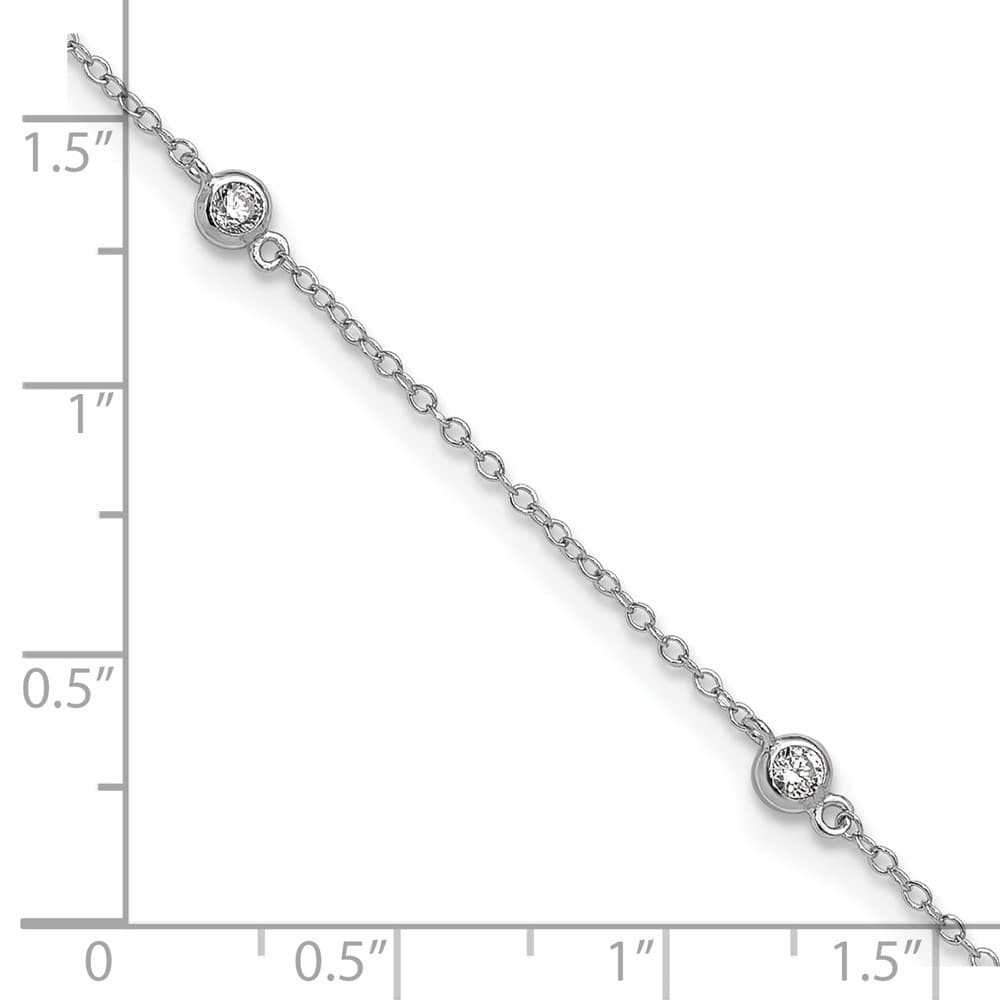 Sterling Silver Bezel CZ 5-Station 1.25 mm Anklet