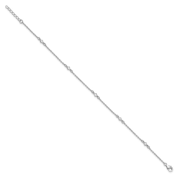 Sterling Silver Bezel CZ 5-Station on Cable Link Anklet