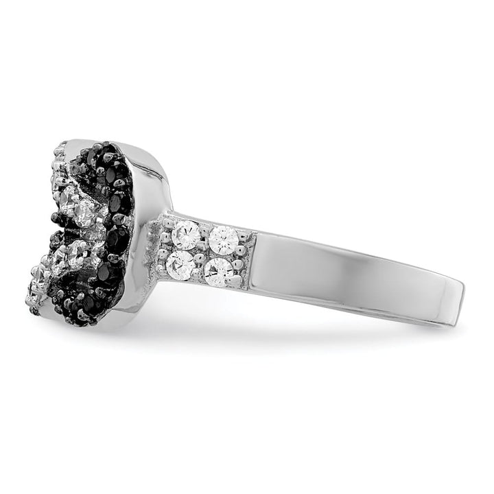 Sterling Silver Black and Clear CZ Love Knot Ring