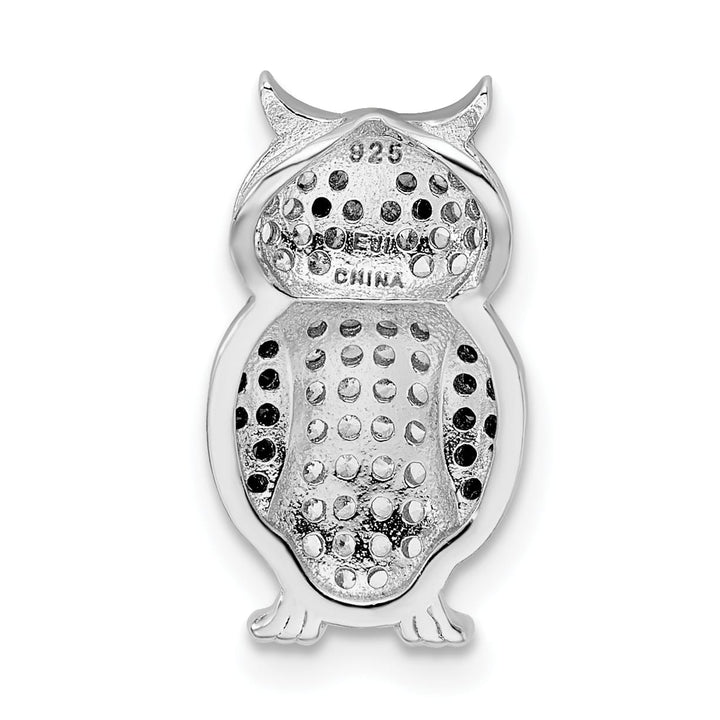 Sterling Silver Black and White CZ Owl Slide
