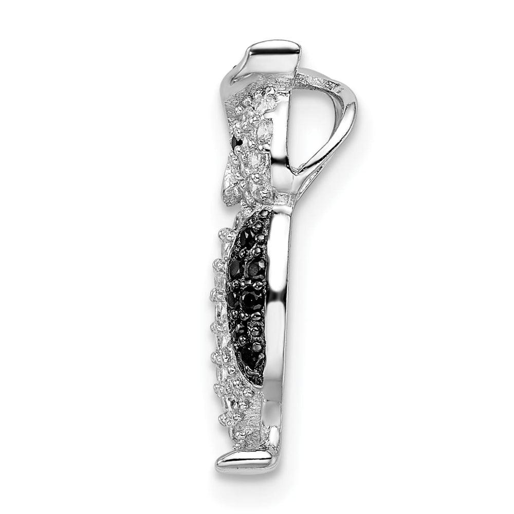 Sterling Silver Black and White CZ Owl Slide
