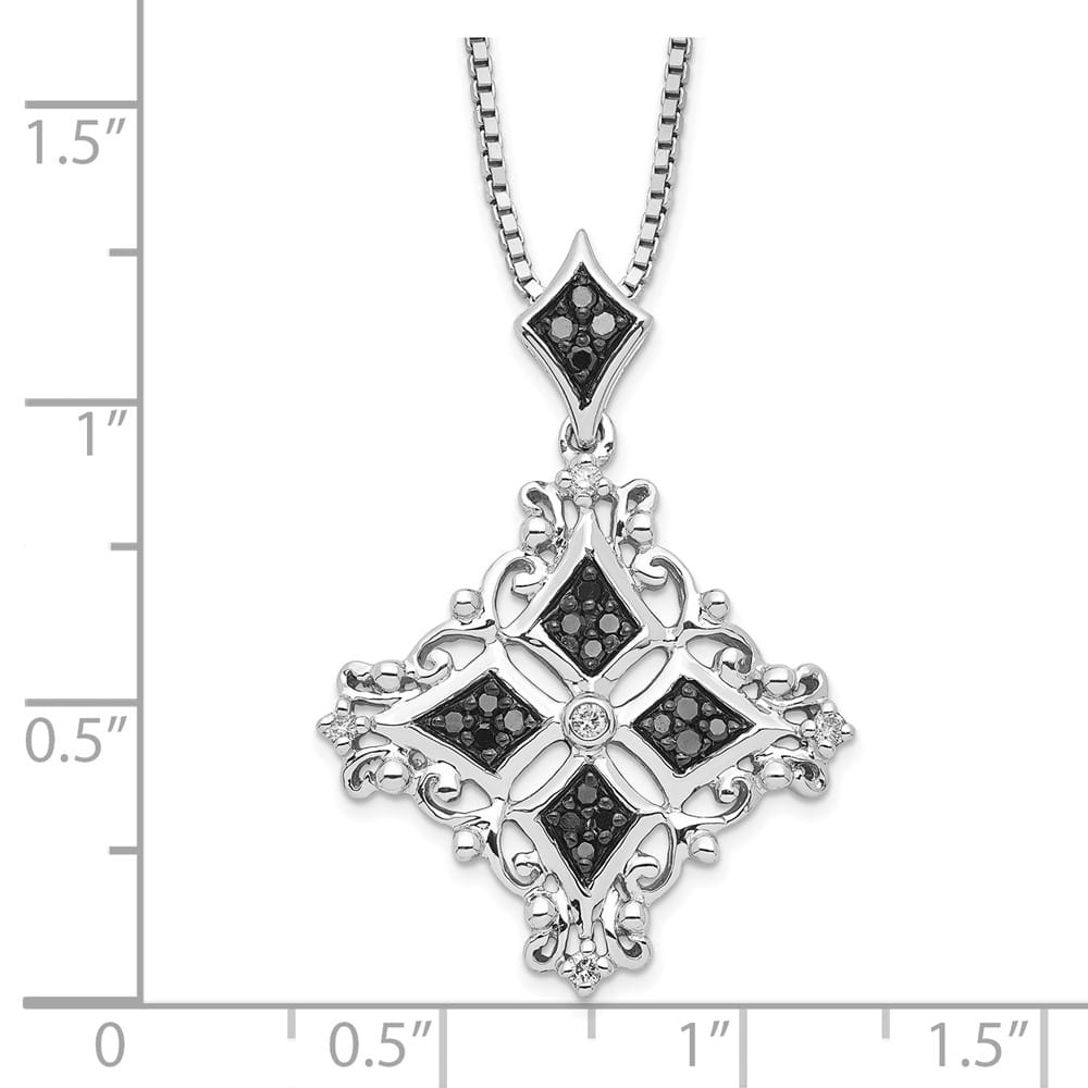 Sterling Silver Black and White Diamond 0.245 ct 18 inch Necklace