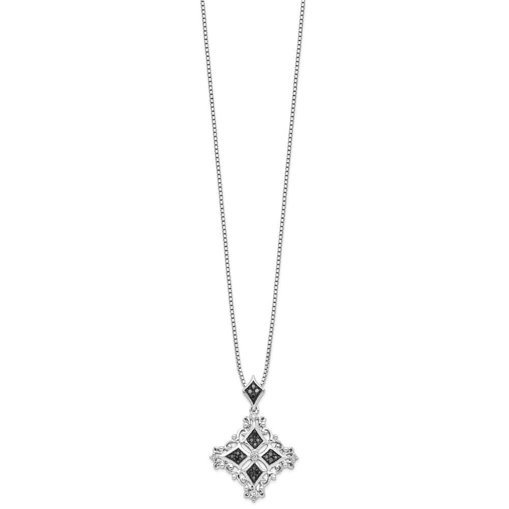 Sterling Silver Black and White Diamond 0.245 ct 18 inch Necklace