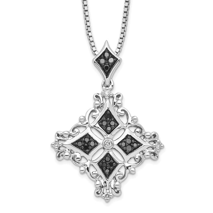 Sterling Silver Black and White Diamond 0.245 ct 18 inch Necklace