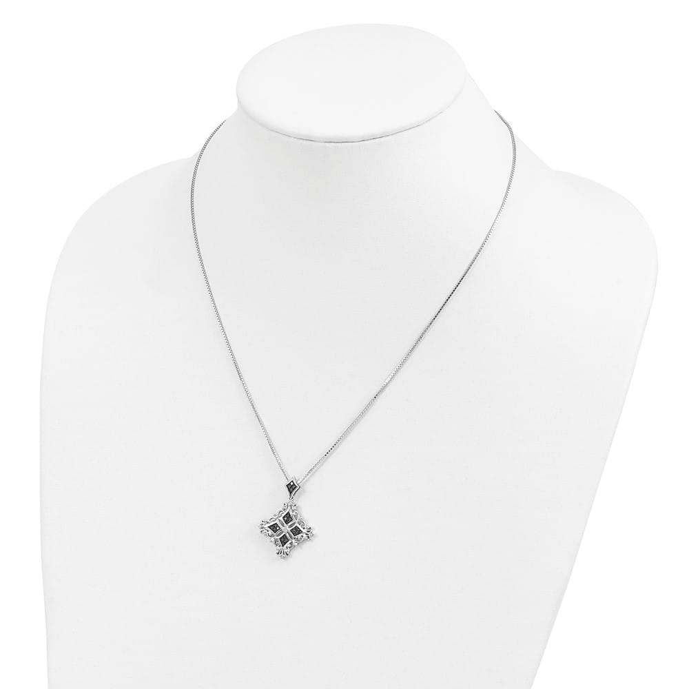 Sterling Silver Black and White Diamond 0.245 ct 18 inch Necklace