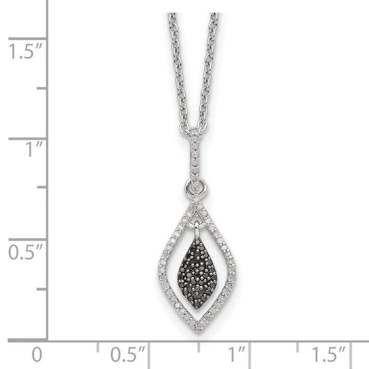 Sterling Silver Black and White Diamond Cable Chain 18 inch Necklace