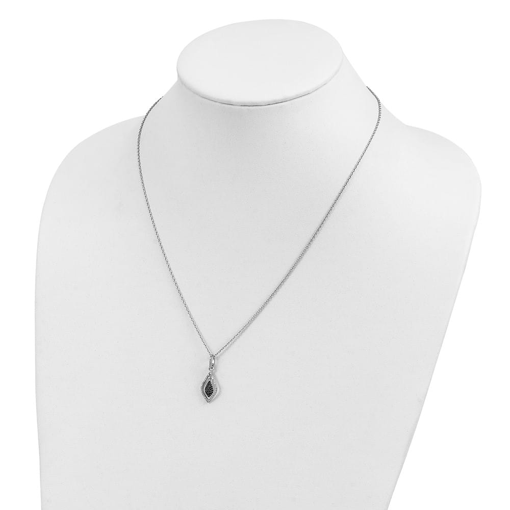 Sterling Silver Black and White Diamond Cable Chain 18 inch Necklace