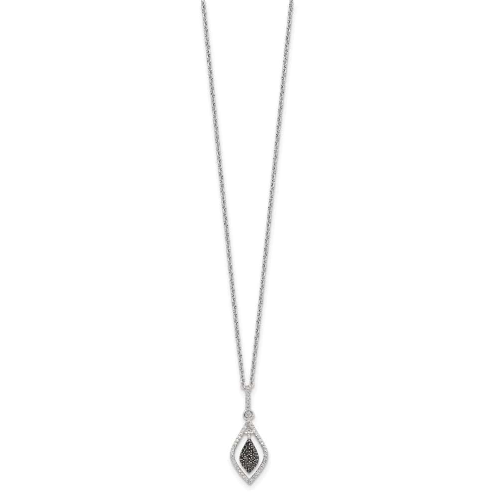 Sterling Silver Black and White Diamond Cable Chain 18 inch Necklace