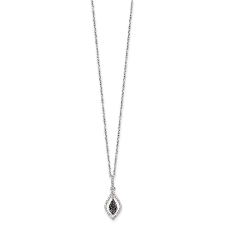 Sterling Silver Black and White Diamond Cable Chain 18 inch Necklace