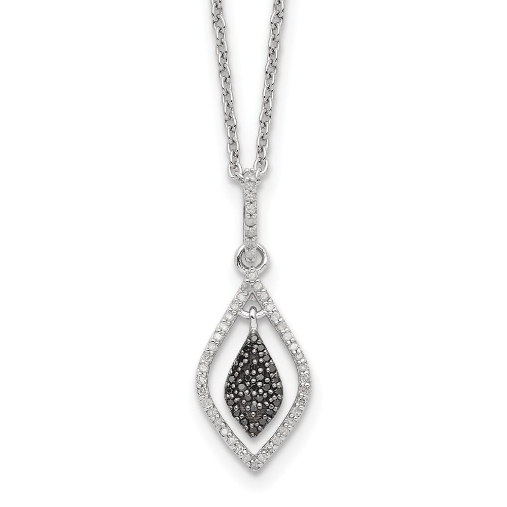 Sterling Silver Black and White Diamond Cable Chain 18 inch Necklace