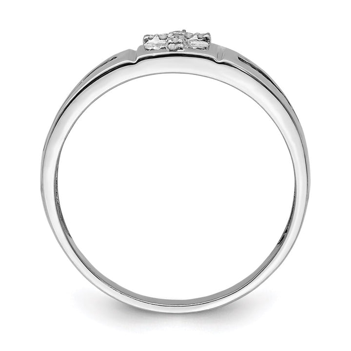 Sterling Silver Black and White Diamond Cross Men's Ring