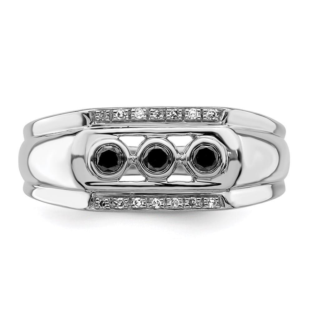 Sterling Silver Black and White Diamond Men's Ring