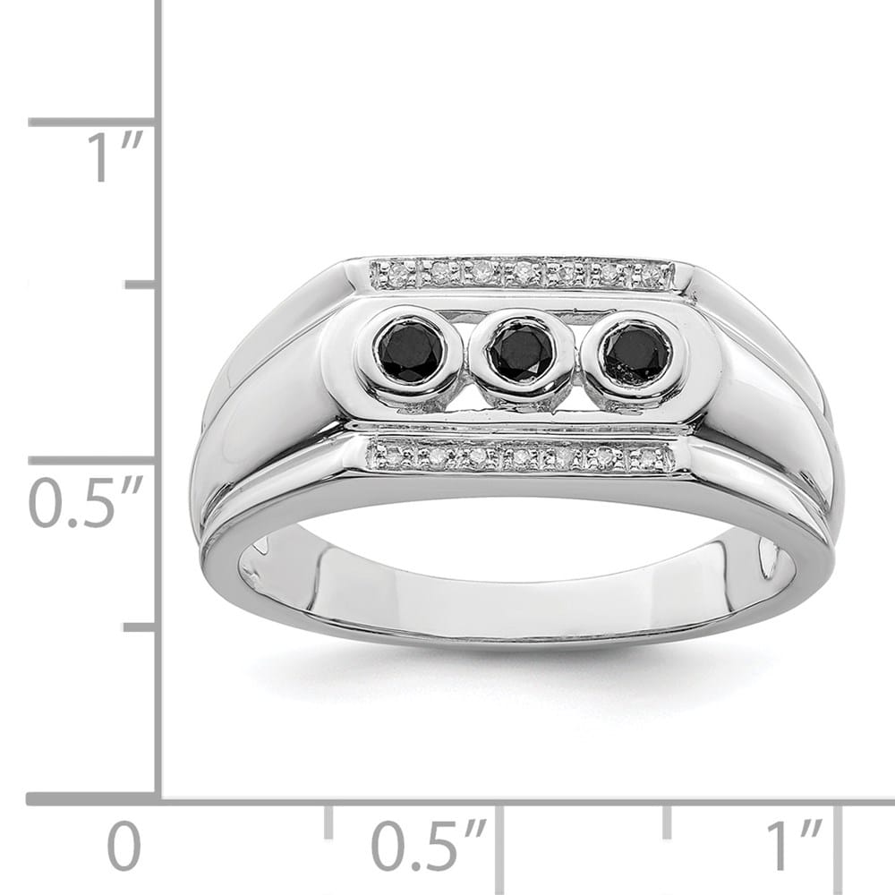 Sterling Silver Black and White Diamond Men's Ring