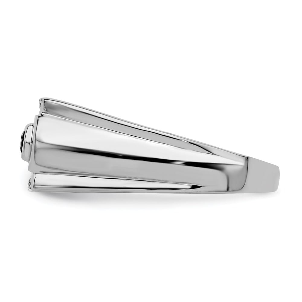 Sterling Silver Black and White Diamond Men's Ring