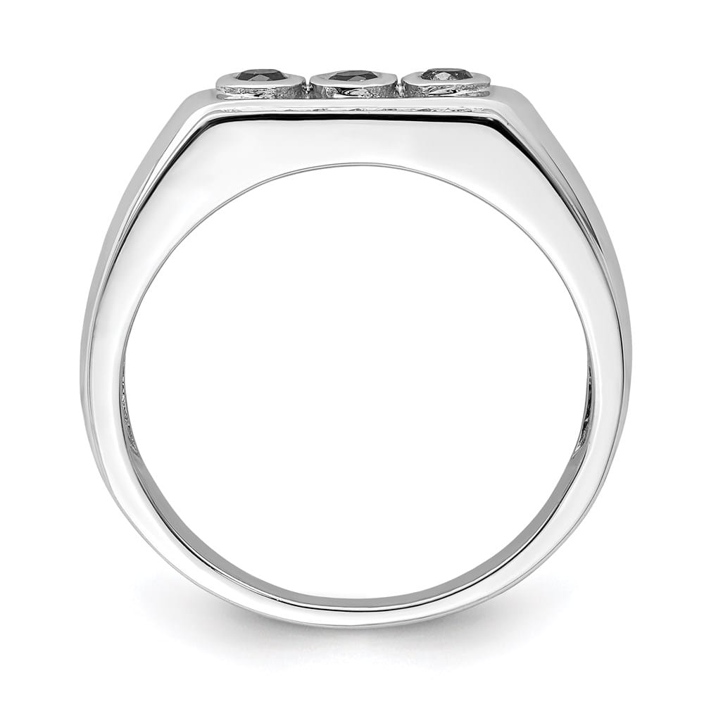 Sterling Silver Black and White Diamond Men's Ring