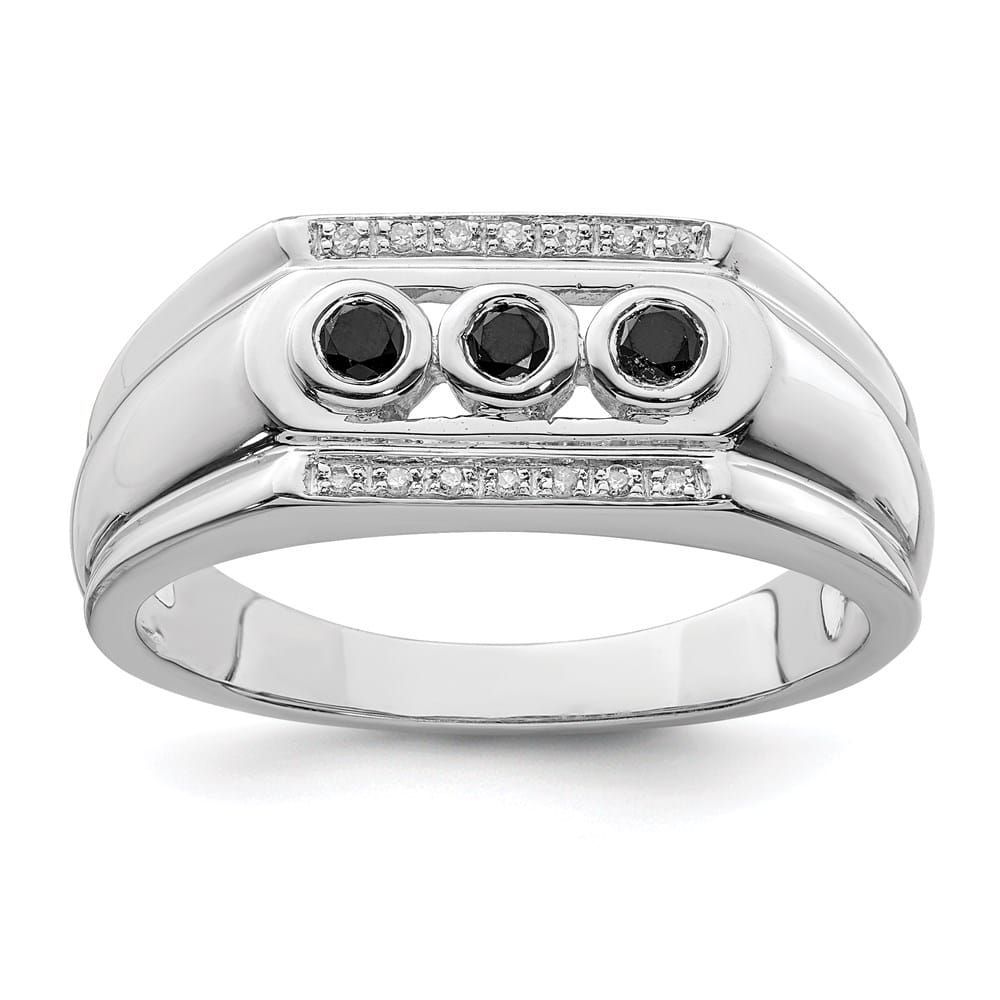 Sterling Silver Black and White Diamond Men's Ring