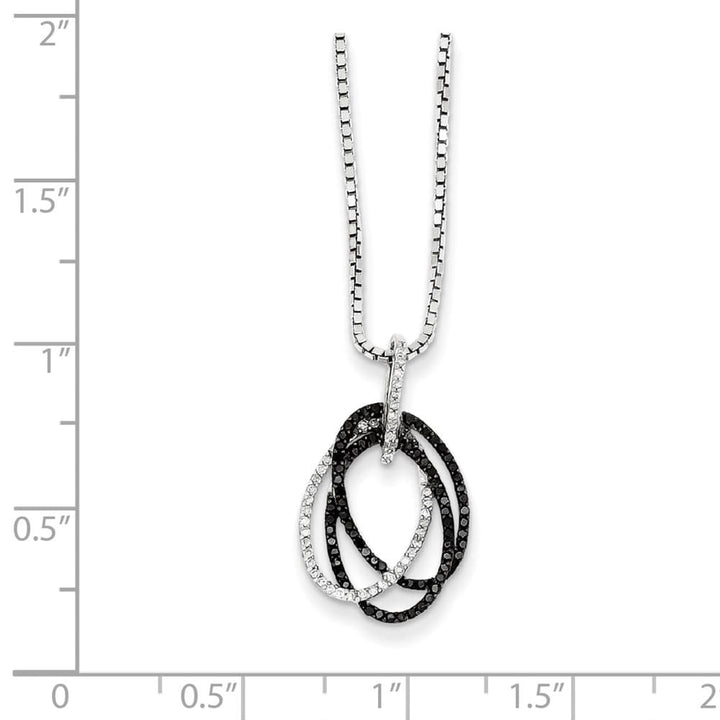 Sterling Silver Black and White Diamond Triple 18 inch Necklace