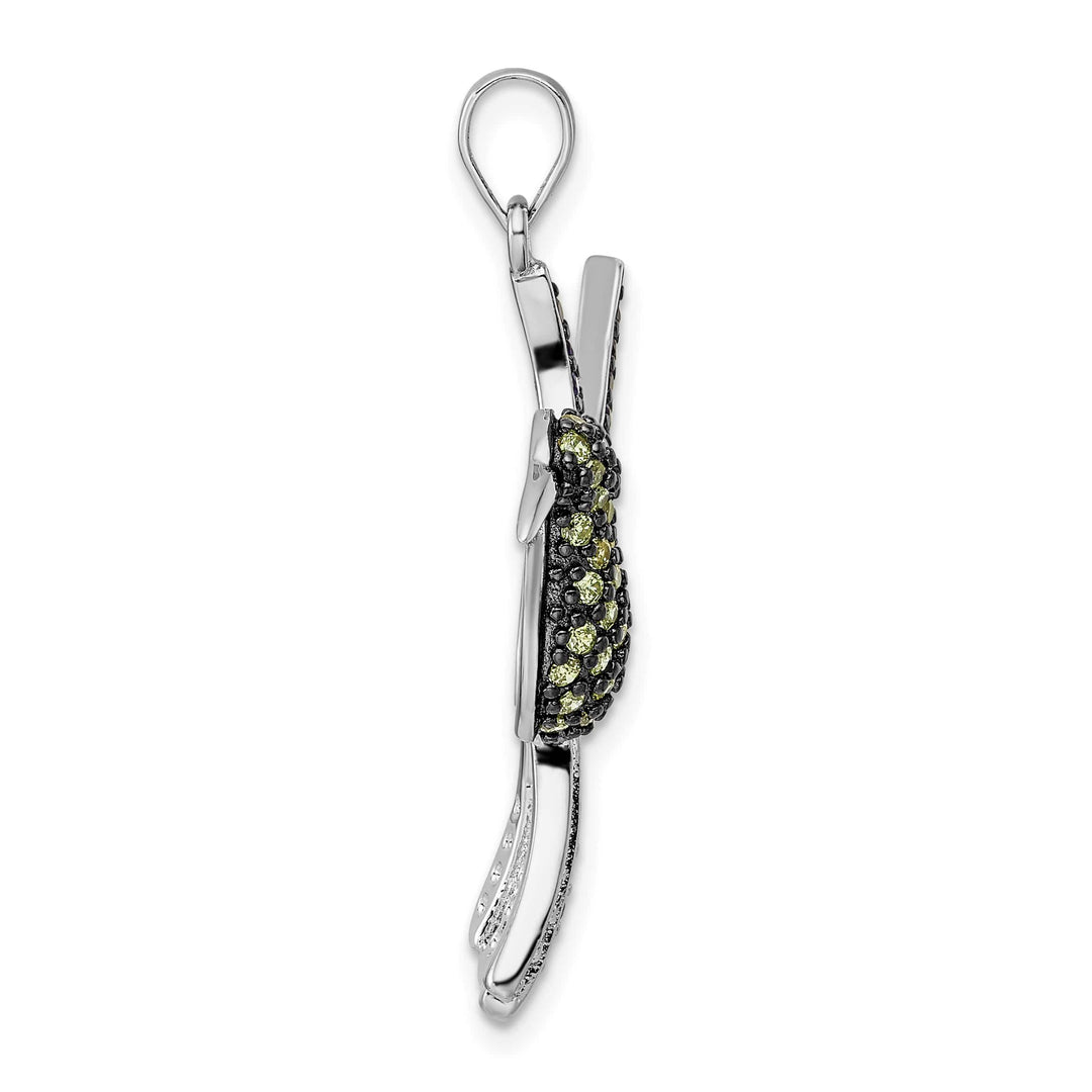 Sterling Silver Black and White Multicolor CZ Hummingbird Pendant