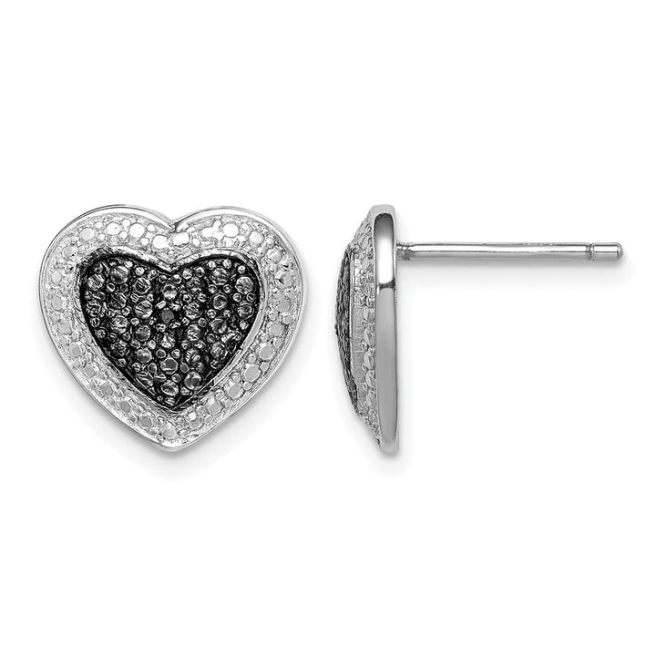 Sterling Silver Black CZ Heart Post Earrings