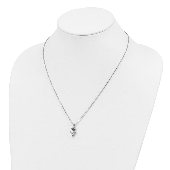 Sterling Silver Black Diamond Heart 3 Stone Box Chain 18 inch Necklace