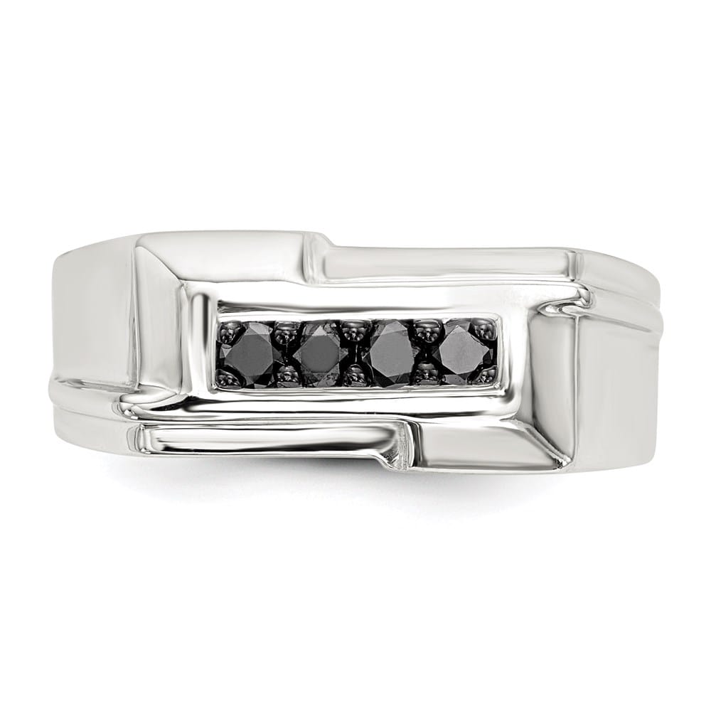 Sterling Silver Black Diamond Polished Men's Ring