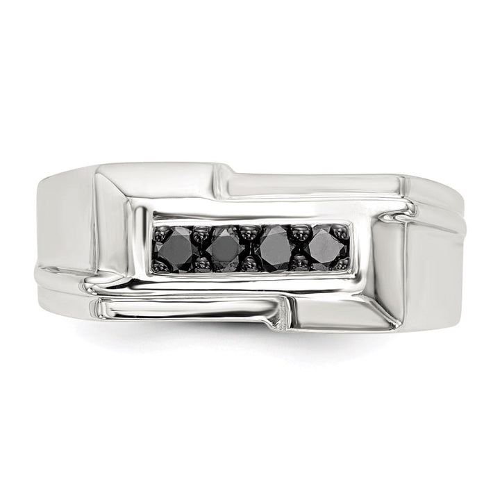Sterling Silver Black Diamond Polished Men's Ring