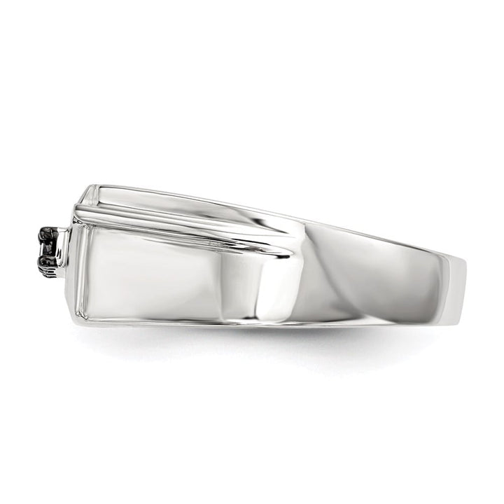 Sterling Silver Black Diamond Polished Men's Ring