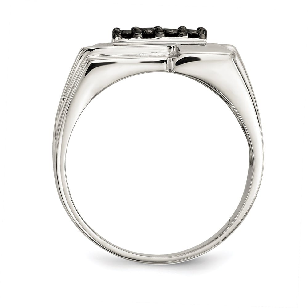 Sterling Silver Black Diamond Polished Men's Ring