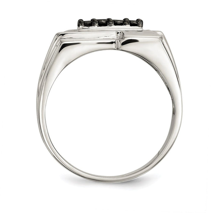 Sterling Silver Black Diamond Polished Men's Ring