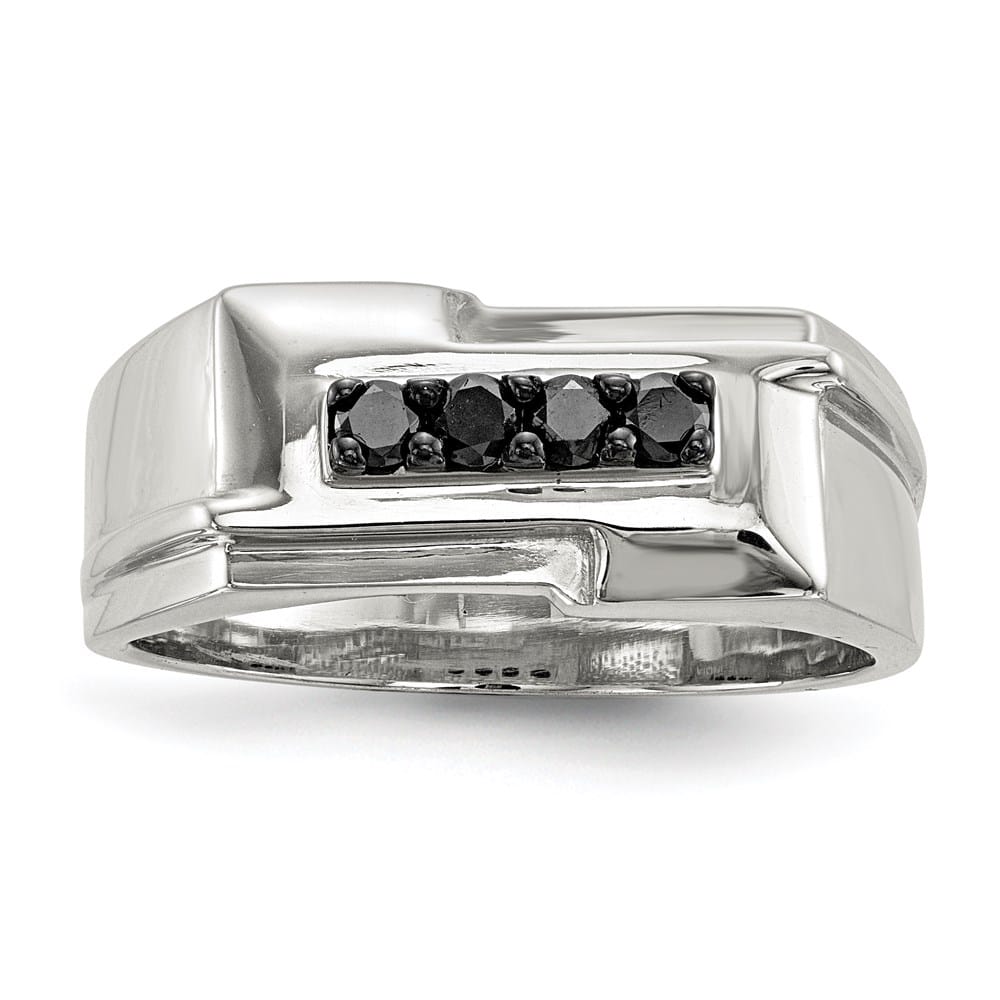 Sterling Silver Black Diamond Polished Men's Ring