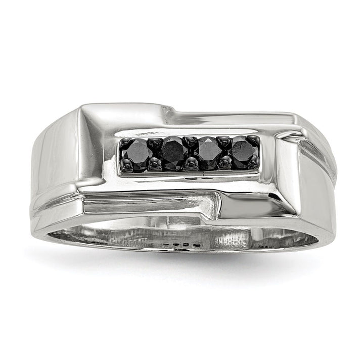 Sterling Silver Black Diamond Polished Men's Ring