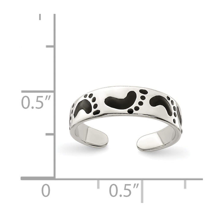 Sterling Silver Black Enameled Feet Toe Ring