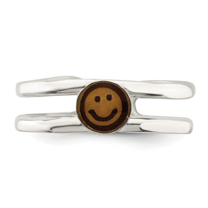 Sterling Silver & Black Enameled Smiley Toe Ring