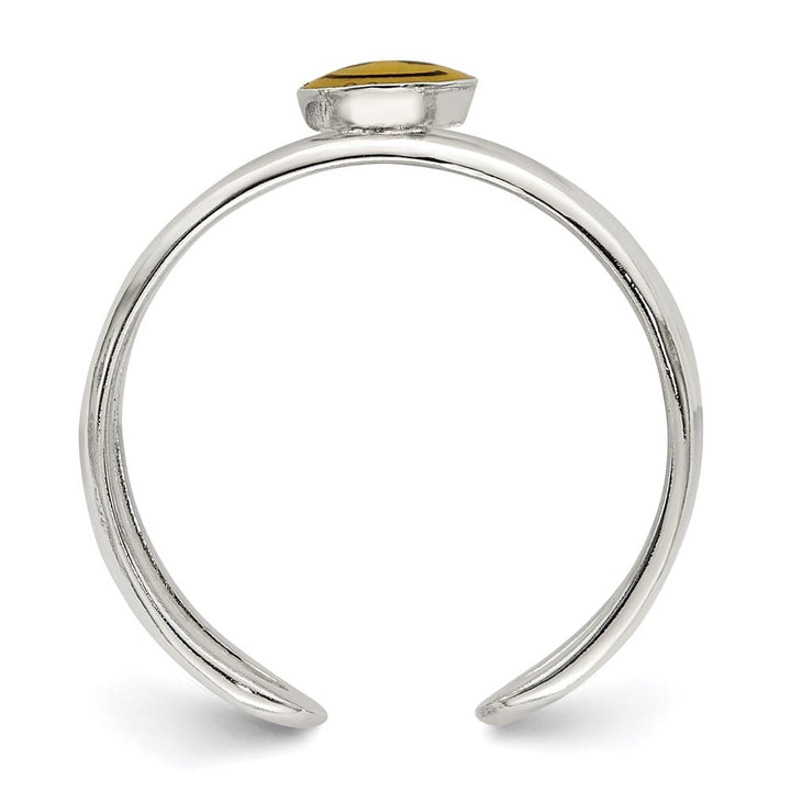 Sterling Silver & Black Enameled Smiley Toe Ring